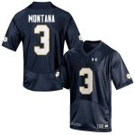 Notre Dame Fighting Irish Men's Joe Montana #3 Navy Blue Under Armour Authentic Stitched College NCAA Football Jersey RIR8799ZC